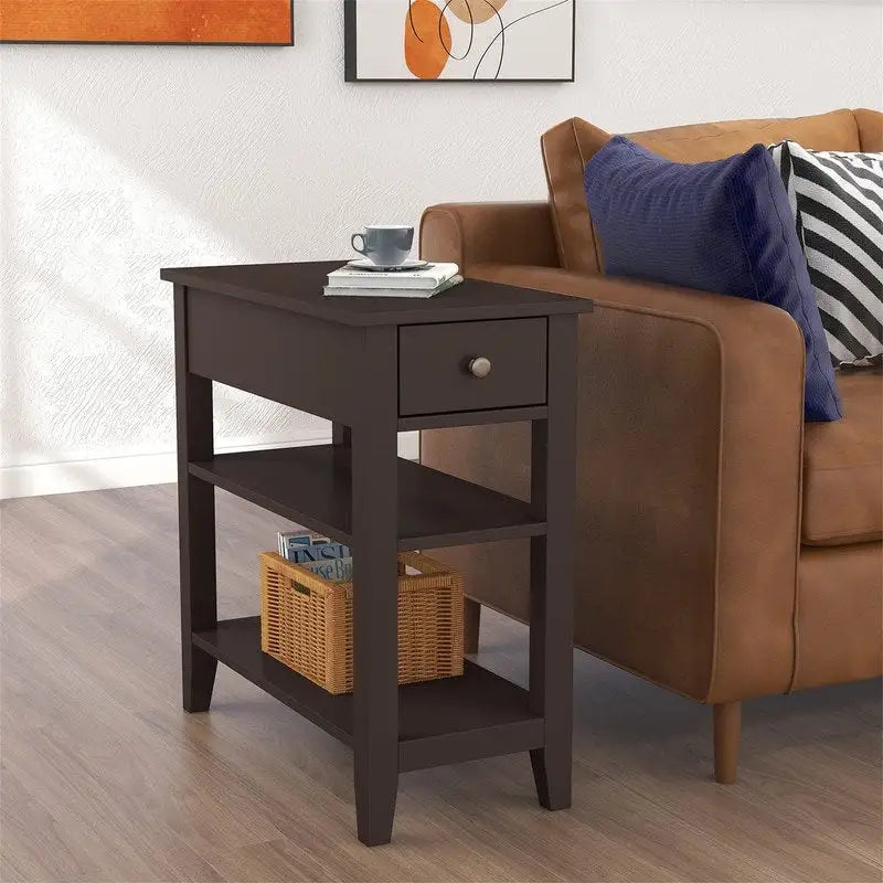 Compact End Table with Drawer and Shelf - Dimensions: 11.22D x 23.62W x 24.02H 29