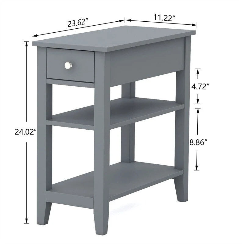 Compact End Table with Drawer and Shelf - Dimensions: 11.22D x 23.62W x 24.02H 6