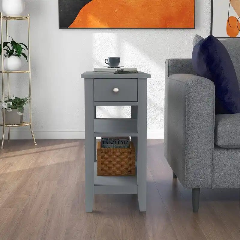 Compact End Table with Drawer and Shelf - Dimensions: 11.22D x 23.62W x 24.02H 7