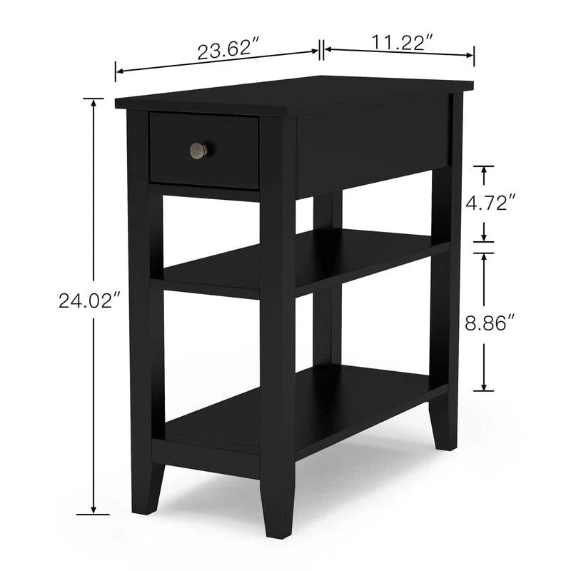 Compact End Table with Drawer and Shelf - Dimensions: 11.22D x 23.62W x 24.02H 18