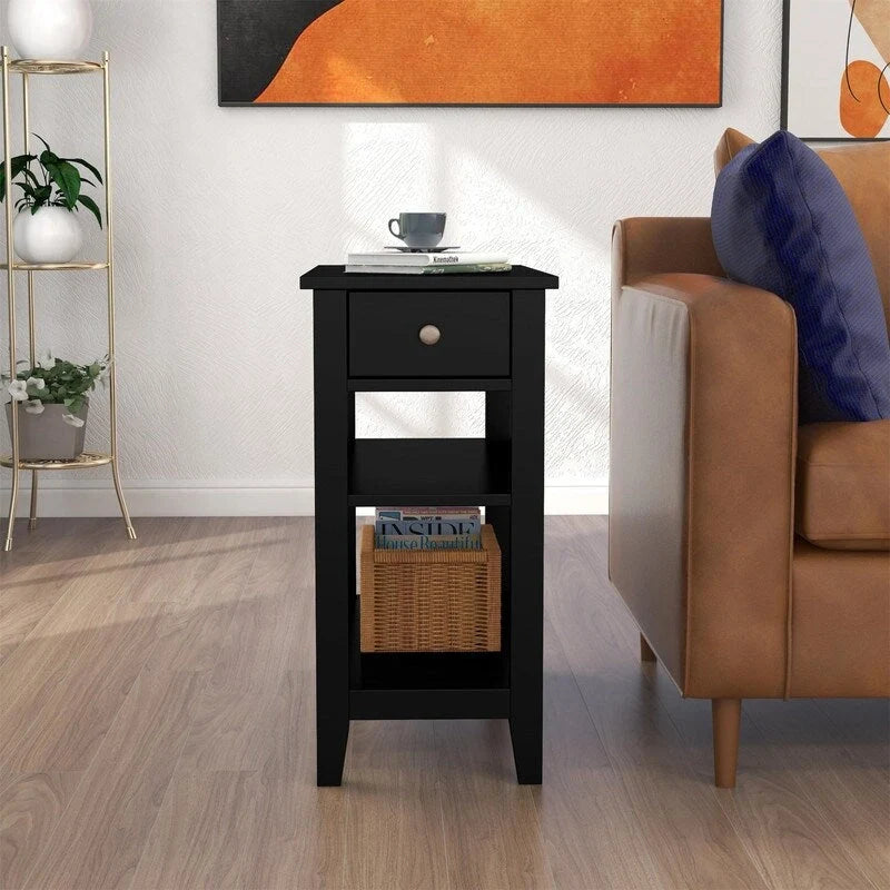 Compact End Table with Drawer and Shelf - Dimensions: 11.22D x 23.62W x 24.02H 20