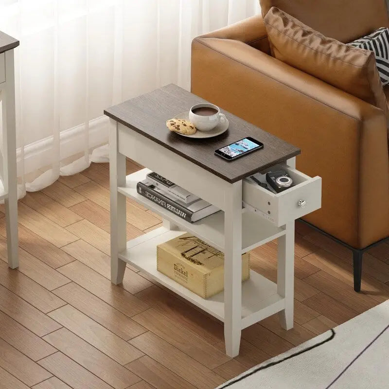 Compact End Table with Drawer and Shelf - Dimensions: 11.22D x 23.62W x 24.02H 22