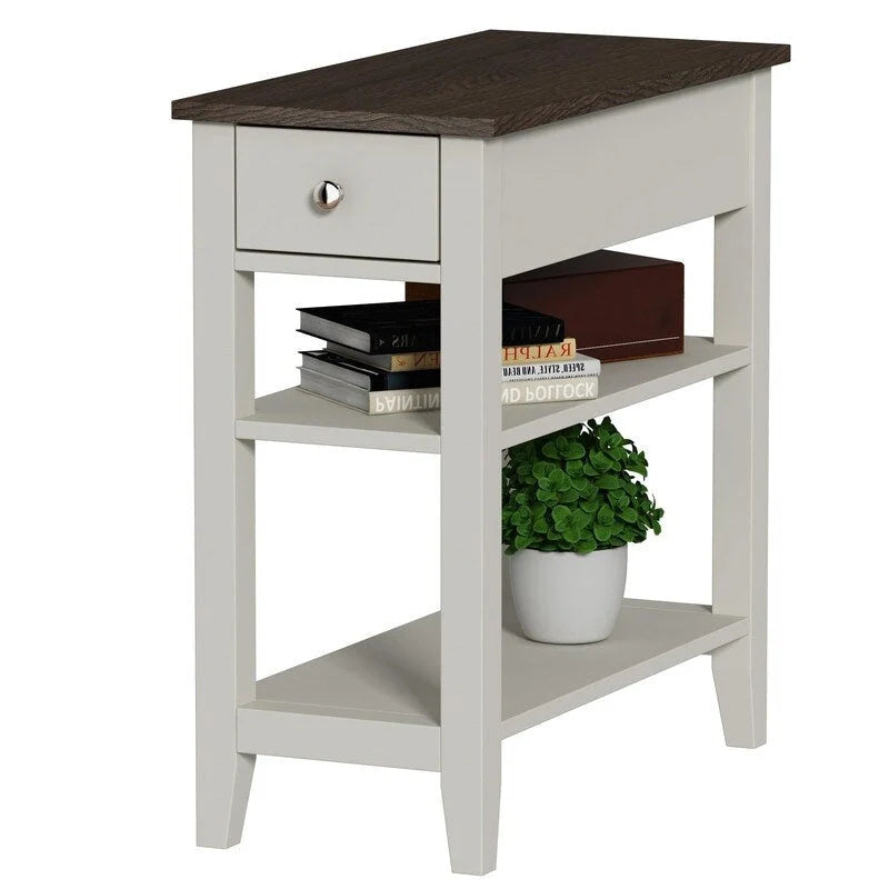 Compact End Table with Drawer and Shelf - Dimensions: 11.22D x 23.62W x 24.02H 24