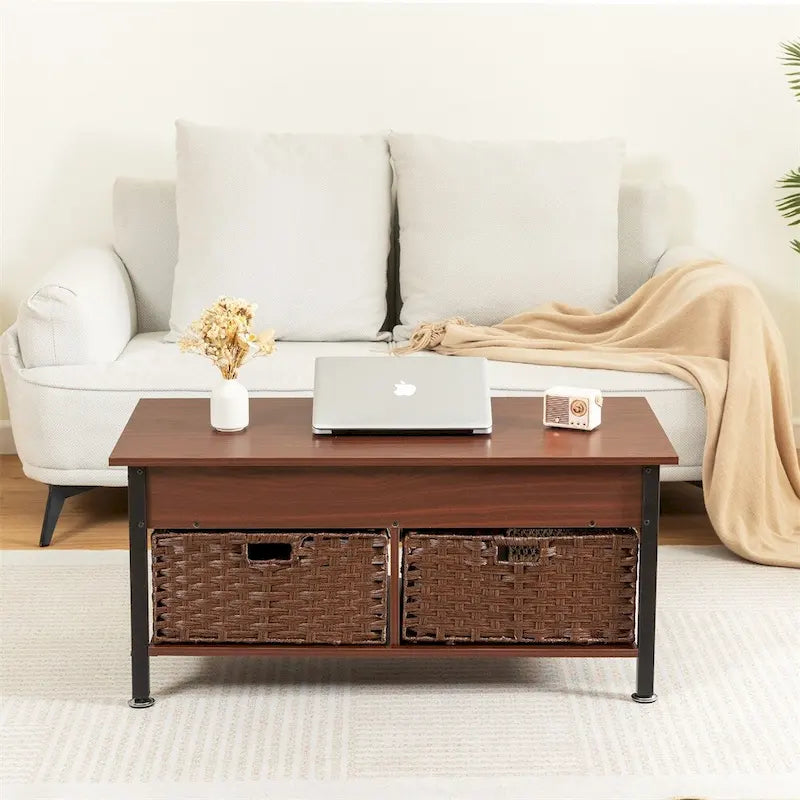 Metal Coffee Table with Lift-Top and Concealed Storage 1