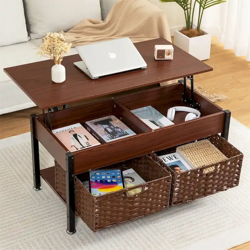 Metal Coffee Table with Lift-Top and Concealed Storage 3