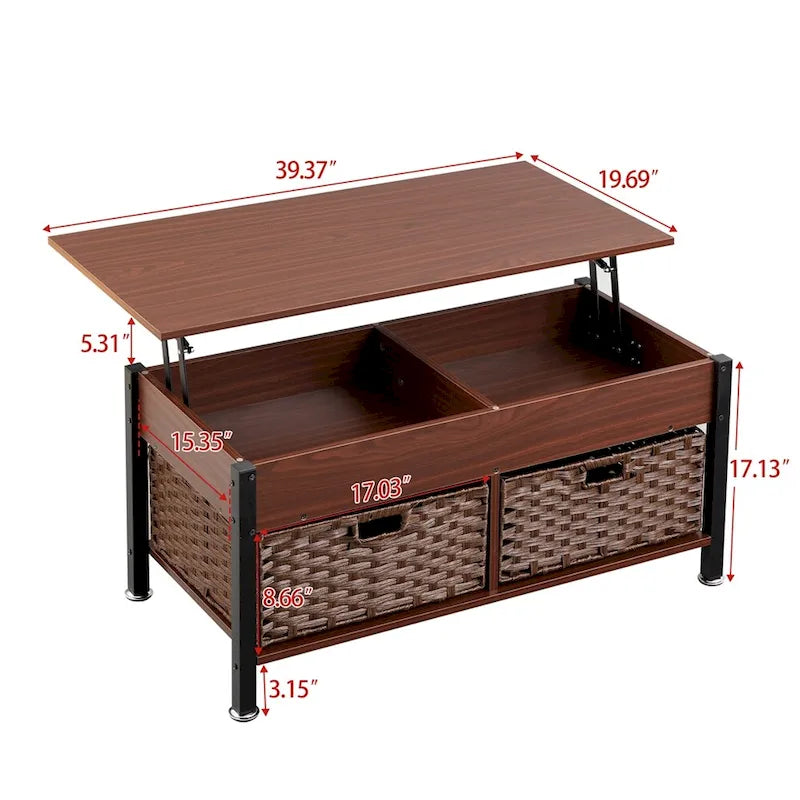 Metal Coffee Table with Lift-Top and Concealed Storage 4