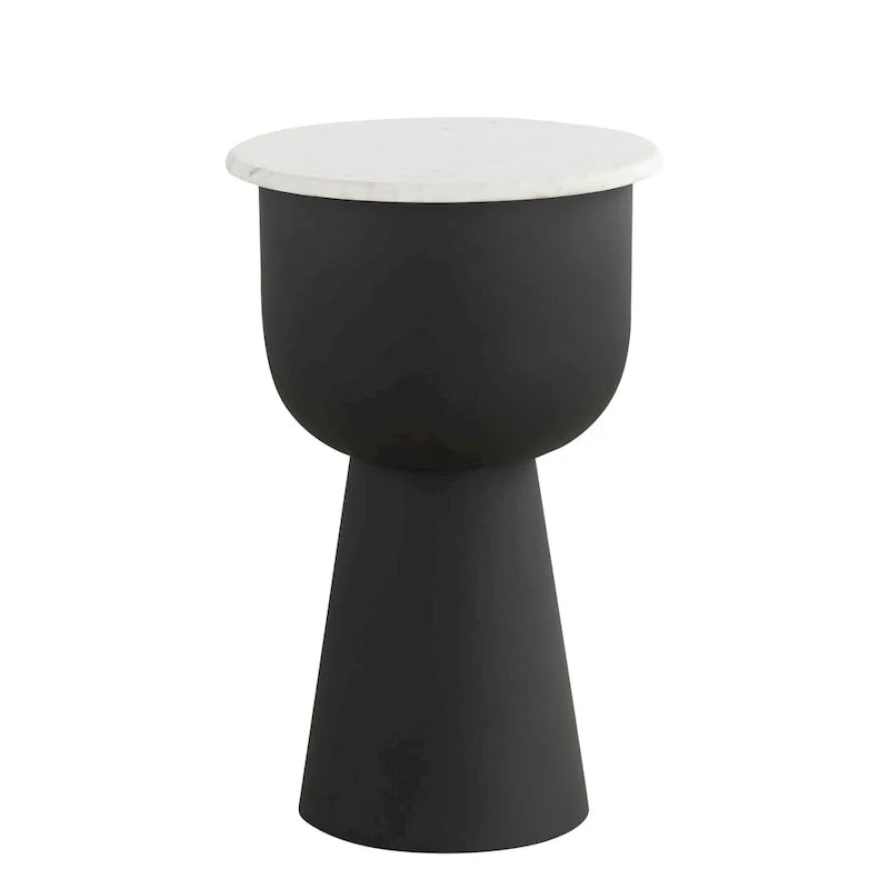 NILA Modern Black Side Table with White Marble Top - Stylish Accent for Living Room & Bedroom 3