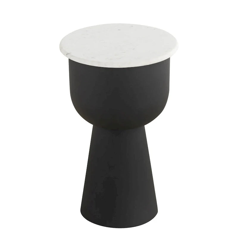 NILA Modern Black Side Table with White Marble Top - Stylish Accent for Living Room & Bedroom 5
