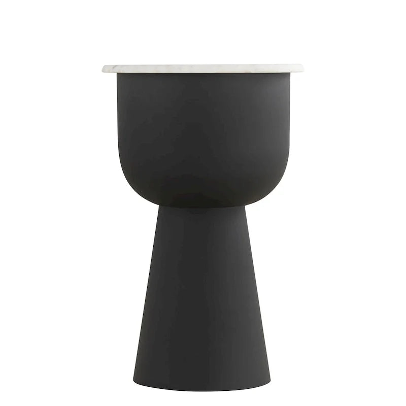 NILA Modern Black Side Table with White Marble Top - Stylish Accent for Living Room & Bedroom 6