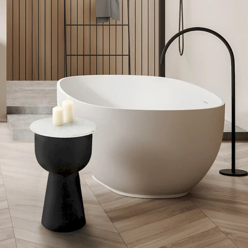 NILA Modern Black Side Table with White Marble Top - Stylish Accent for Living Room & Bedroom 8