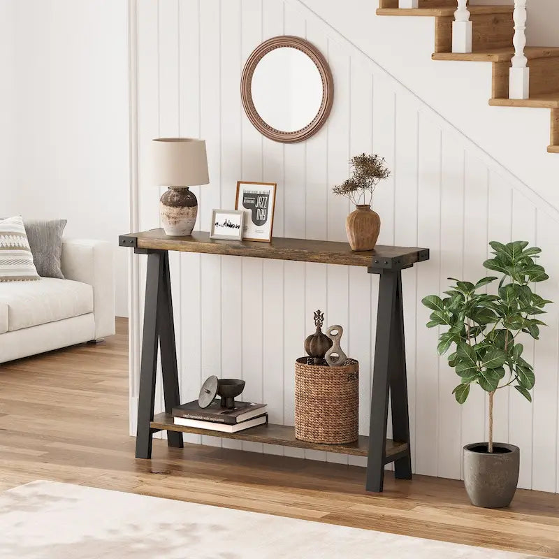 2-Tier Entryway Sofa Table with Storage Shelf 16