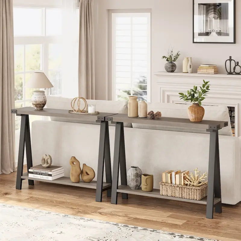 2-Tier Entryway Sofa Table with Storage Shelf 2