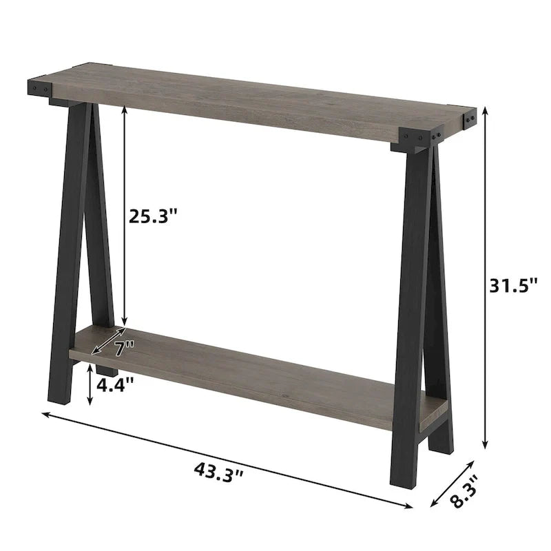 2-Tier Entryway Sofa Table with Storage Shelf 4