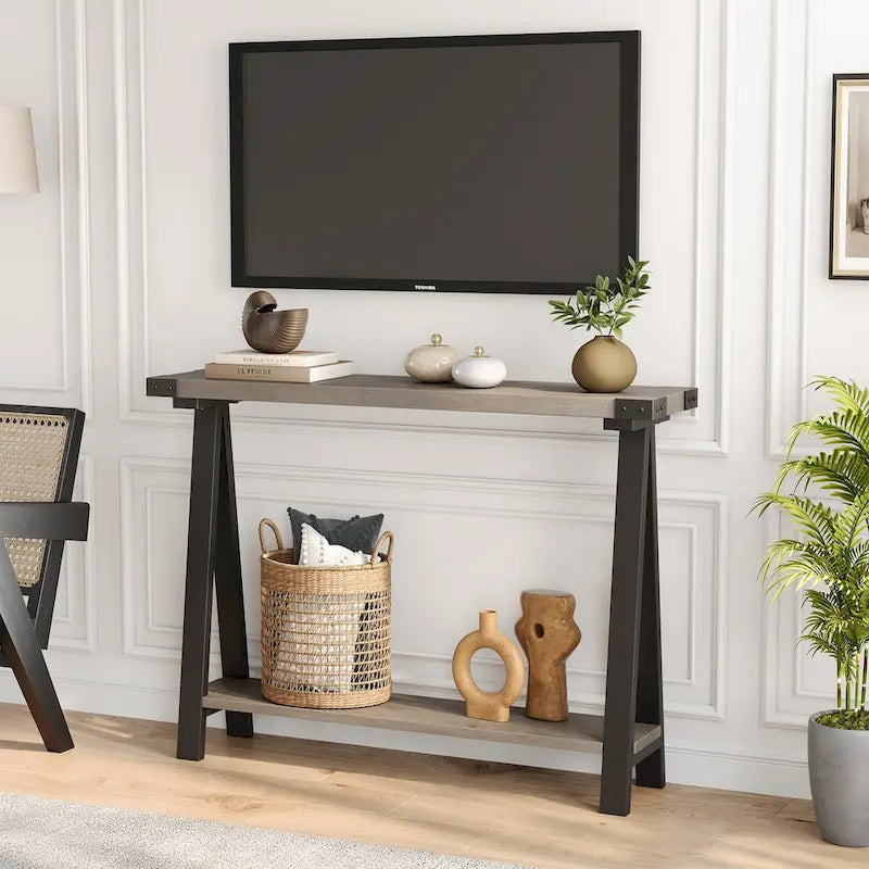 2-Tier Entryway Sofa Table with Storage Shelf 6