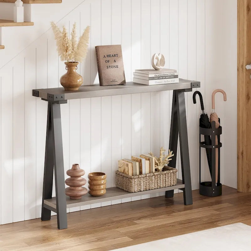 2-Tier Entryway Sofa Table with Storage Shelf 7