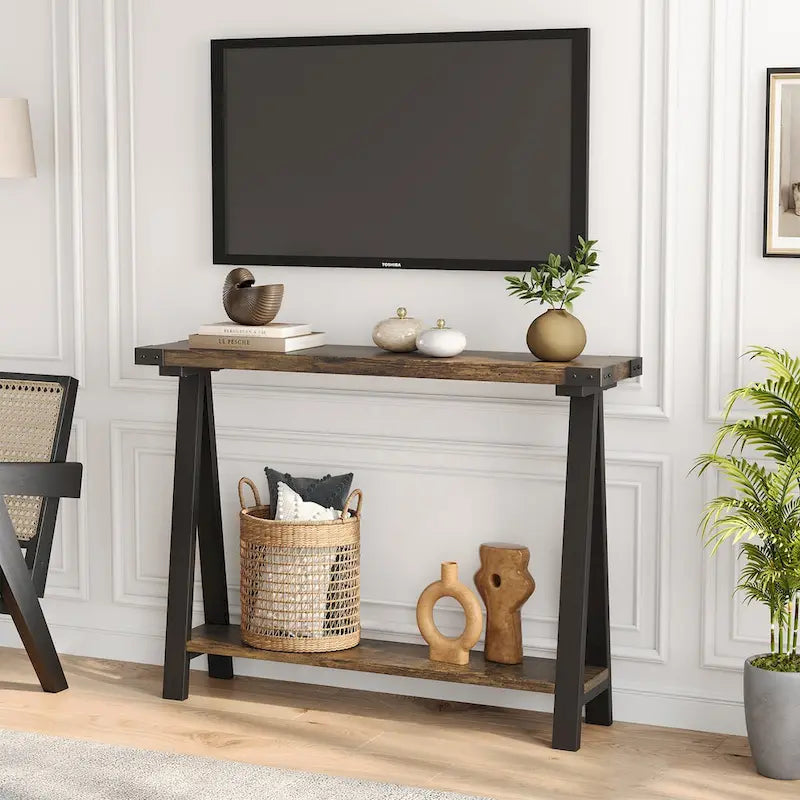 2-Tier Entryway Sofa Table with Storage Shelf 13