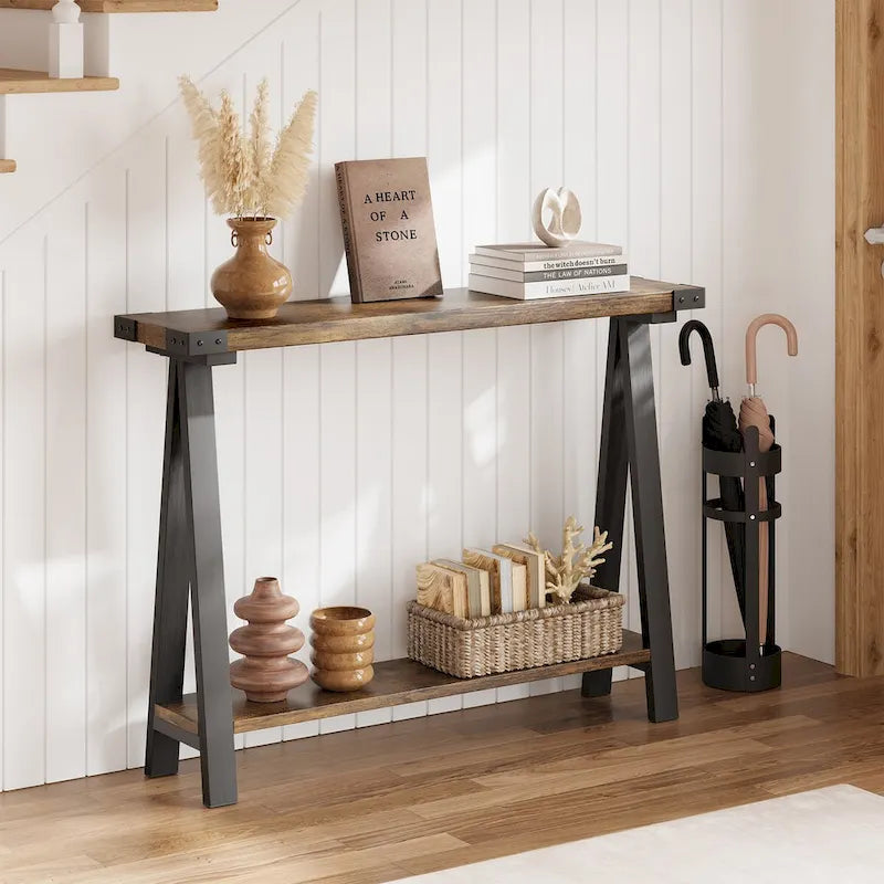 2-Tier Entryway Sofa Table with Storage Shelf 15