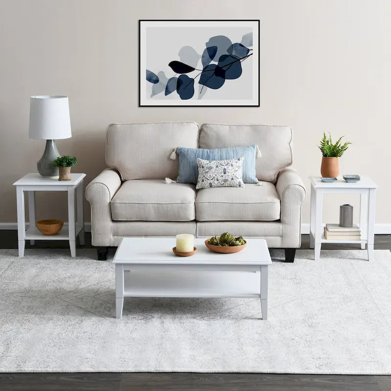 Storage Shelf Coffee Table with Sturdy Solid Wood Legs 3