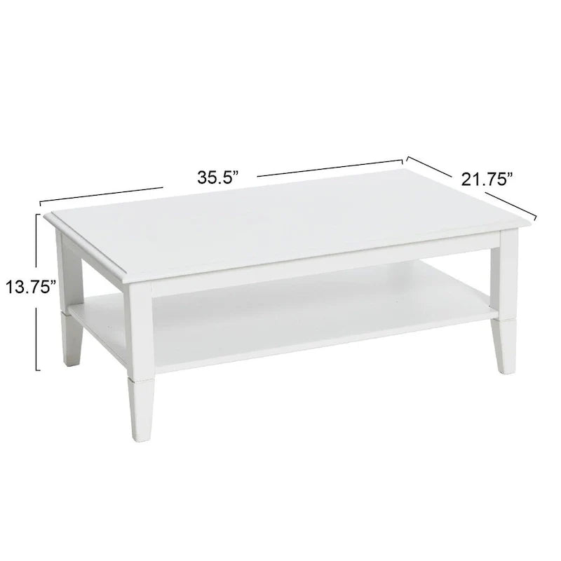 Storage Shelf Coffee Table with Sturdy Solid Wood Legs 4