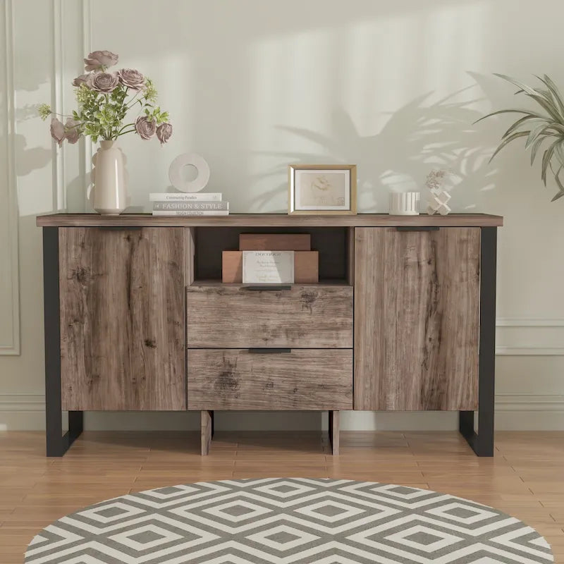 2-Door, 2-Drawer Storage Cabinet and TV Stand 25