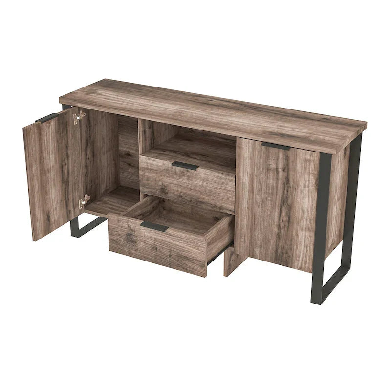 2-Door, 2-Drawer Storage Cabinet and TV Stand 3