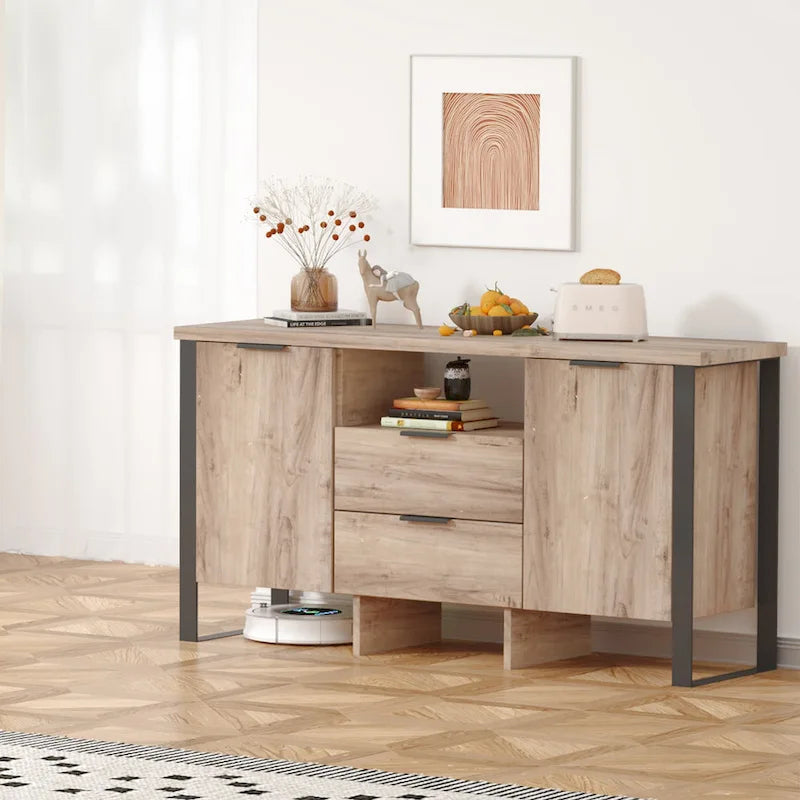 2-Door, 2-Drawer Storage Cabinet and TV Stand 7