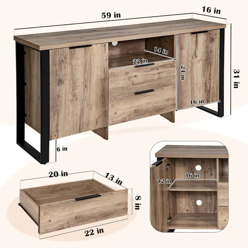 2-Door, 2-Drawer Storage Cabinet and TV Stand 11