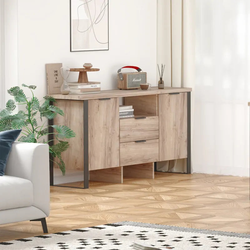2-Door, 2-Drawer Storage Cabinet and TV Stand 12