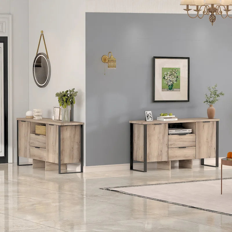 2-Door, 2-Drawer Storage Cabinet and TV Stand 14