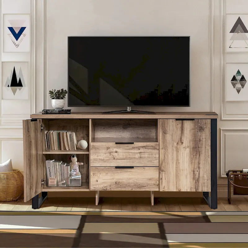 2-Door, 2-Drawer Storage Cabinet and TV Stand 15