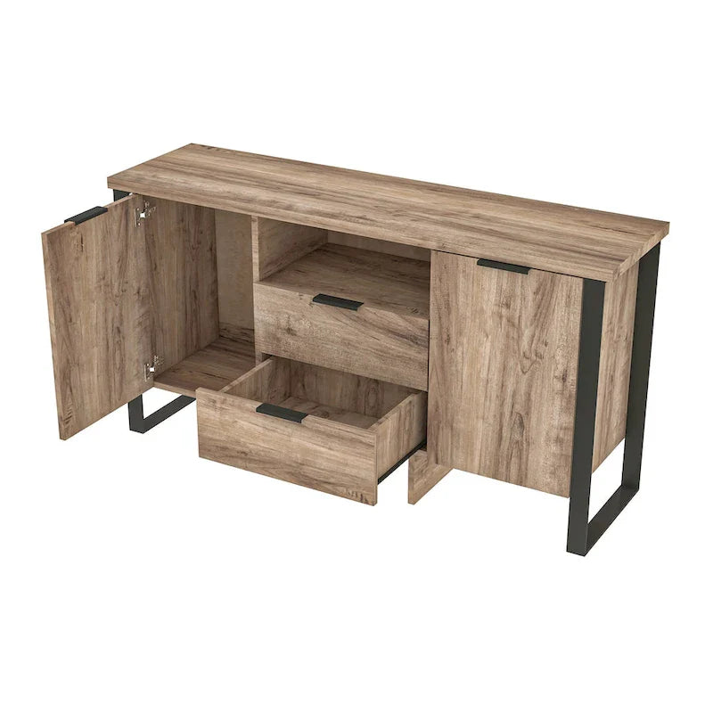 2-Door, 2-Drawer Storage Cabinet and TV Stand 16