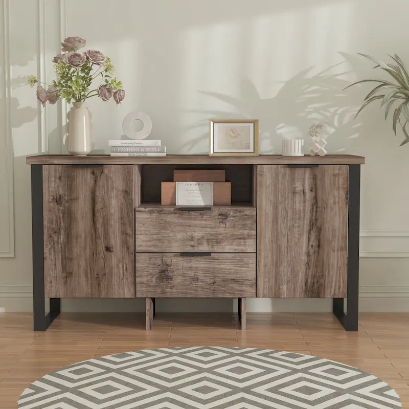 2-Door, 2-Drawer Storage Cabinet and TV Stand 18