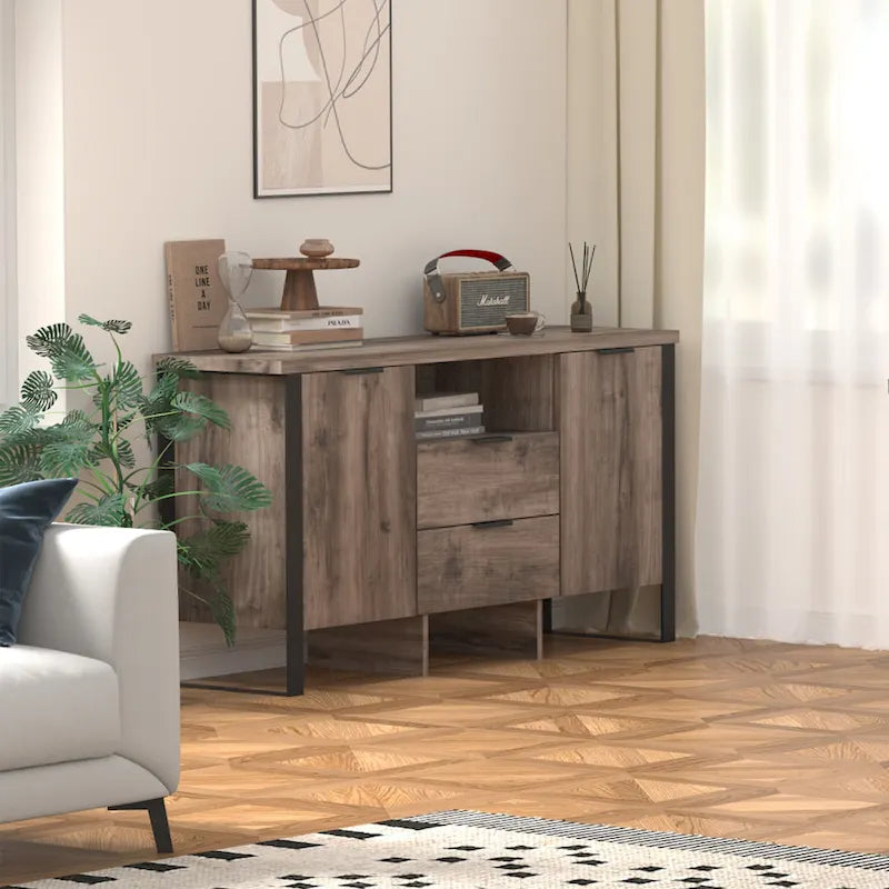 2-Door, 2-Drawer Storage Cabinet and TV Stand 19