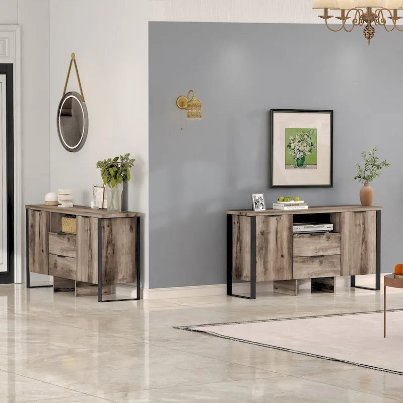 2-Door, 2-Drawer Storage Cabinet and TV Stand 22
