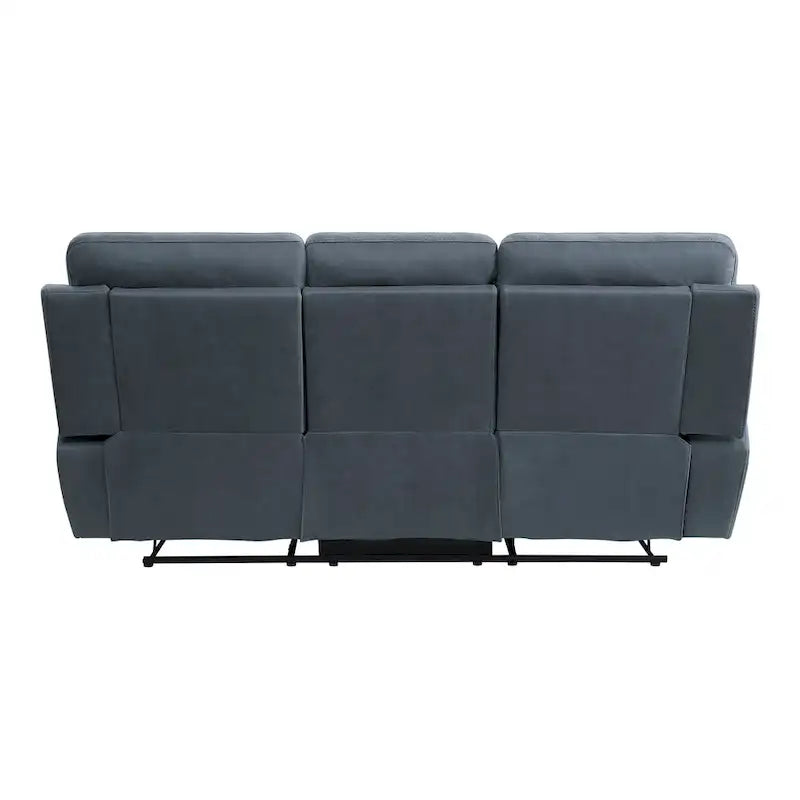 Cliff 85-Inch Blue Microfiber Manual Reclining Sofa with Solid Wood and Metal Frame 5
