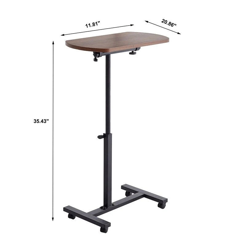 Mieres Adjustable C-Shaped End Table with Metal Frame - Mobile 360° Flip Swivel Couch Table 3