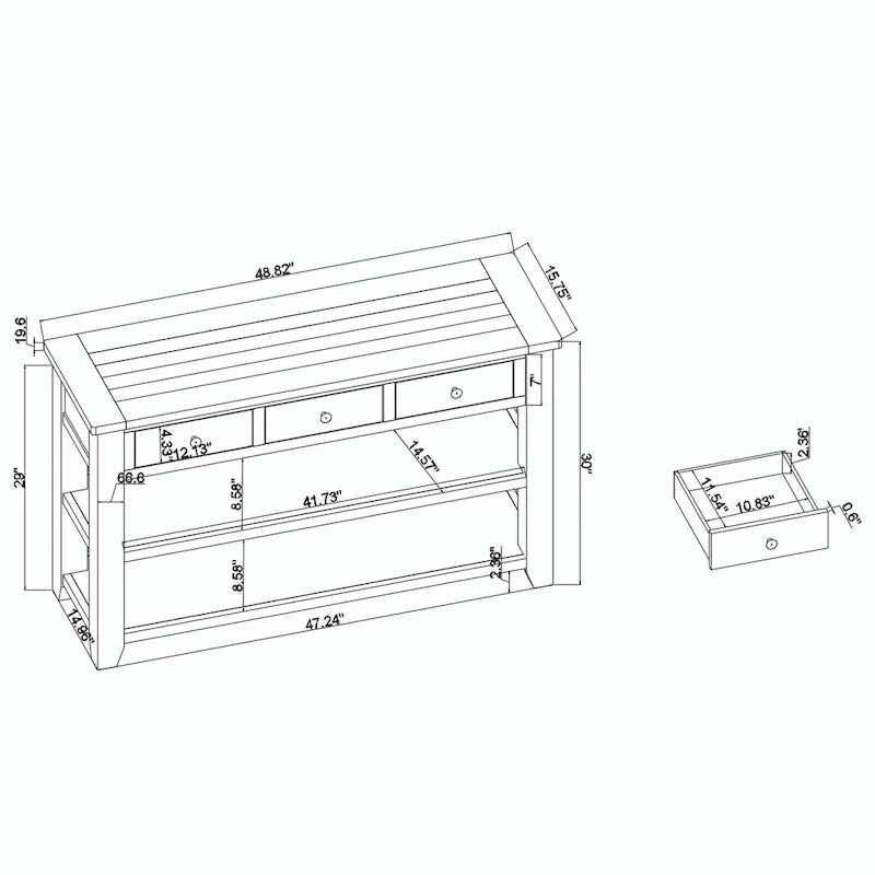 48-Inch Solid Pine Wood Console Table 9