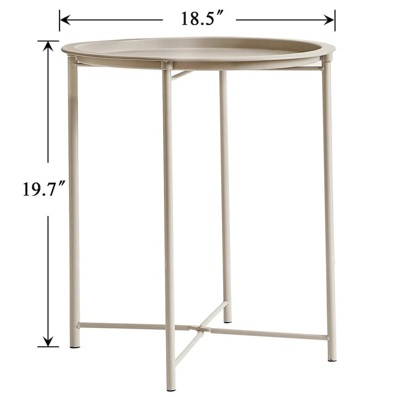 Javlergo Set of 2 Folding Round Steel TV Tray Tables - Compact Side Tables, No Assembly Needed - Dimensions: 18.5 x 18.5 x 19.7 in 8