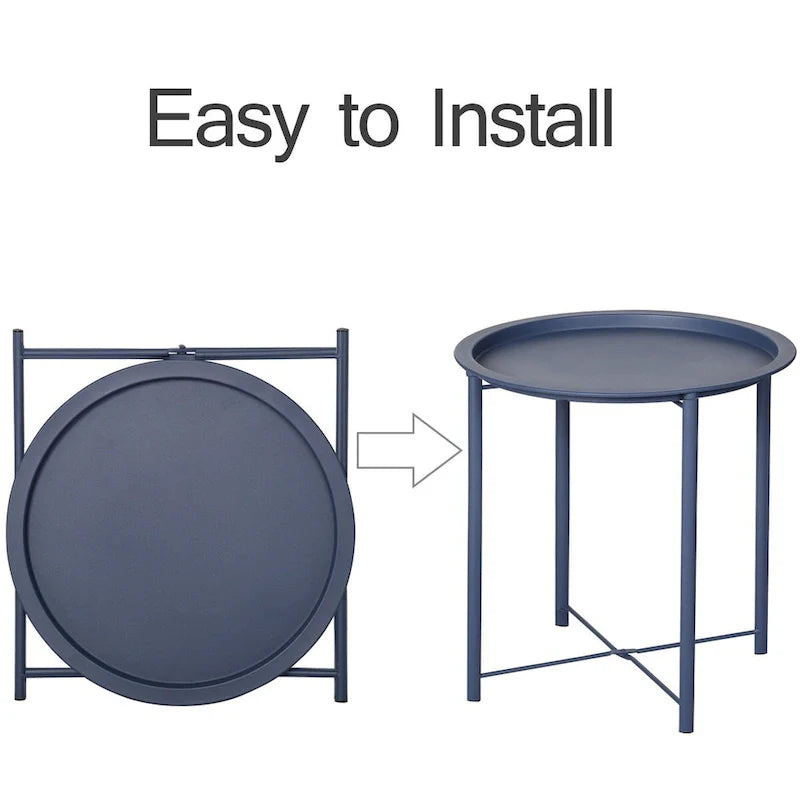 Javlergo Set of 2 Folding Round Steel TV Tray Tables - Compact Side Tables, No Assembly Needed - Dimensions: 18.5 x 18.5 x 19.7 in 14