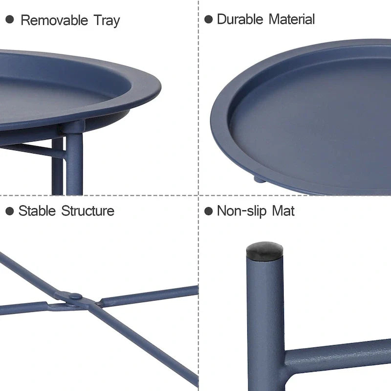 Javlergo Set of 2 Folding Round Steel TV Tray Tables - Compact Side Tables, No Assembly Needed - Dimensions: 18.5 x 18.5 x 19.7 in 15