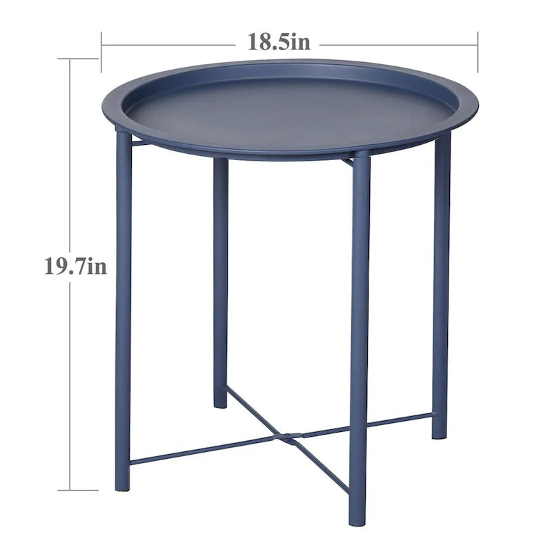 Javlergo Set of 2 Folding Round Steel TV Tray Tables - Compact Side Tables, No Assembly Needed - Dimensions: 18.5 x 18.5 x 19.7 in 17