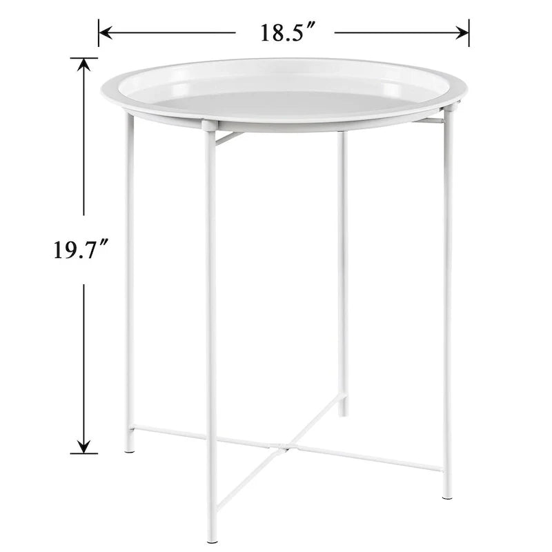 Javlergo Set of 2 Folding Round Steel TV Tray Tables - Compact Side Tables, No Assembly Needed - Dimensions: 18.5 x 18.5 x 19.7 in 25