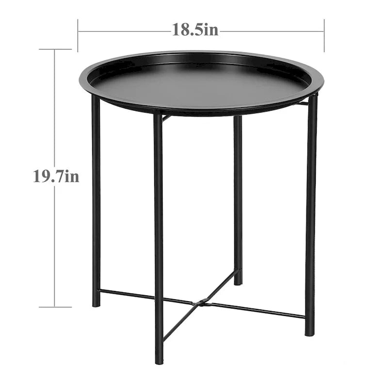 Javlergo Set of 2 Folding Round Steel TV Tray Tables - Compact Side Tables, No Assembly Needed - Dimensions: 18.5 x 18.5 x 19.7 in 31