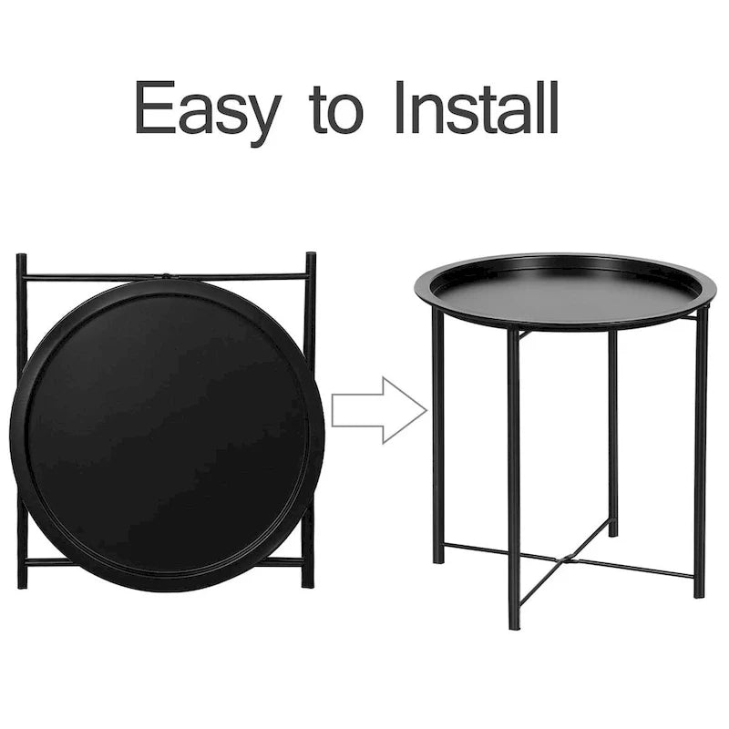 Javlergo Set of 2 Folding Round Steel TV Tray Tables - Compact Side Tables, No Assembly Needed - Dimensions: 18.5 x 18.5 x 19.7 in 33