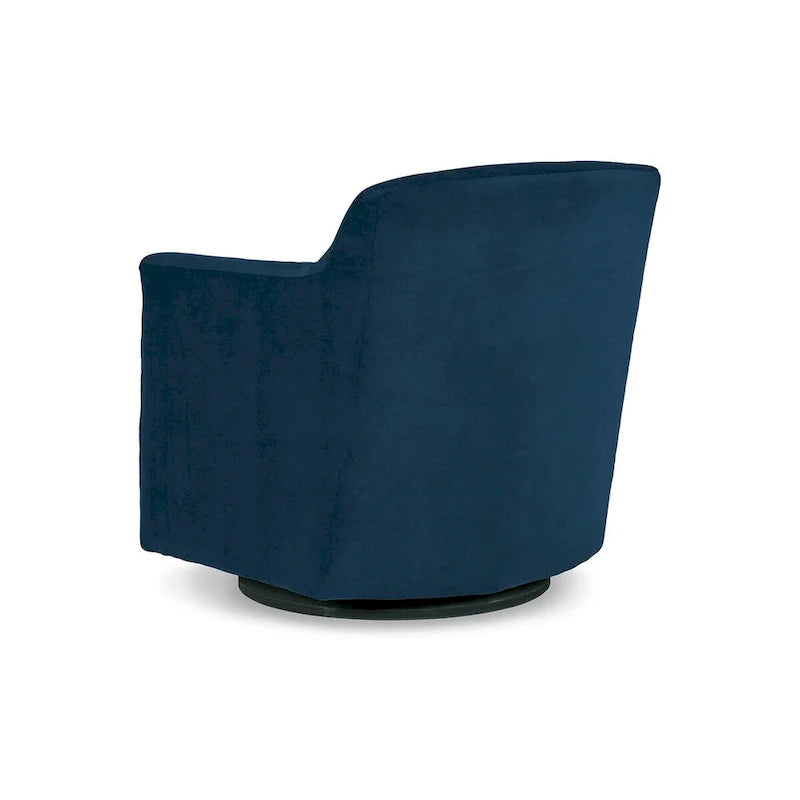 Leena Blue Velvet Swivel Accent Chair with Shelter Style Arms and Black Wood Base 4