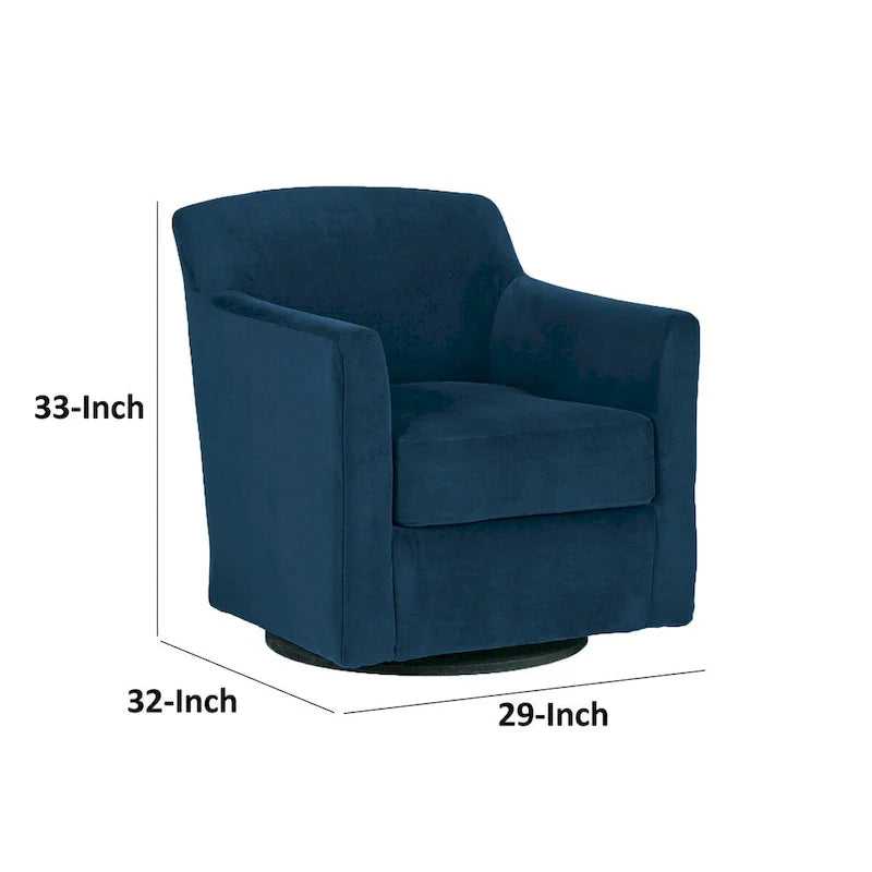 Leena Blue Velvet Swivel Accent Chair with Shelter Style Arms and Black Wood Base 5