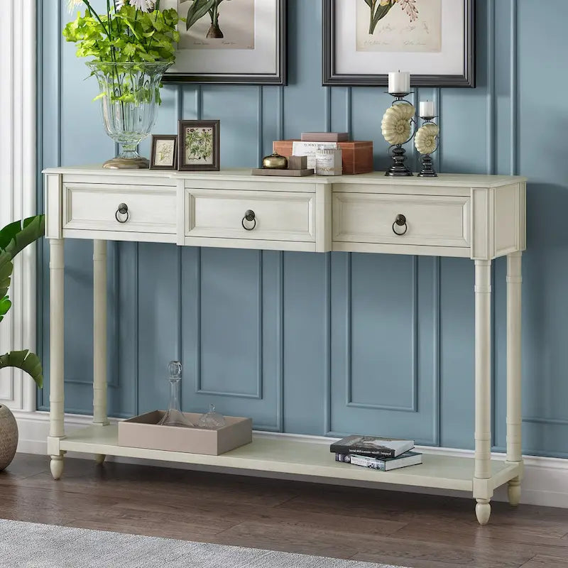 Entryway Console Table with Drawers and Extended Shelf 3