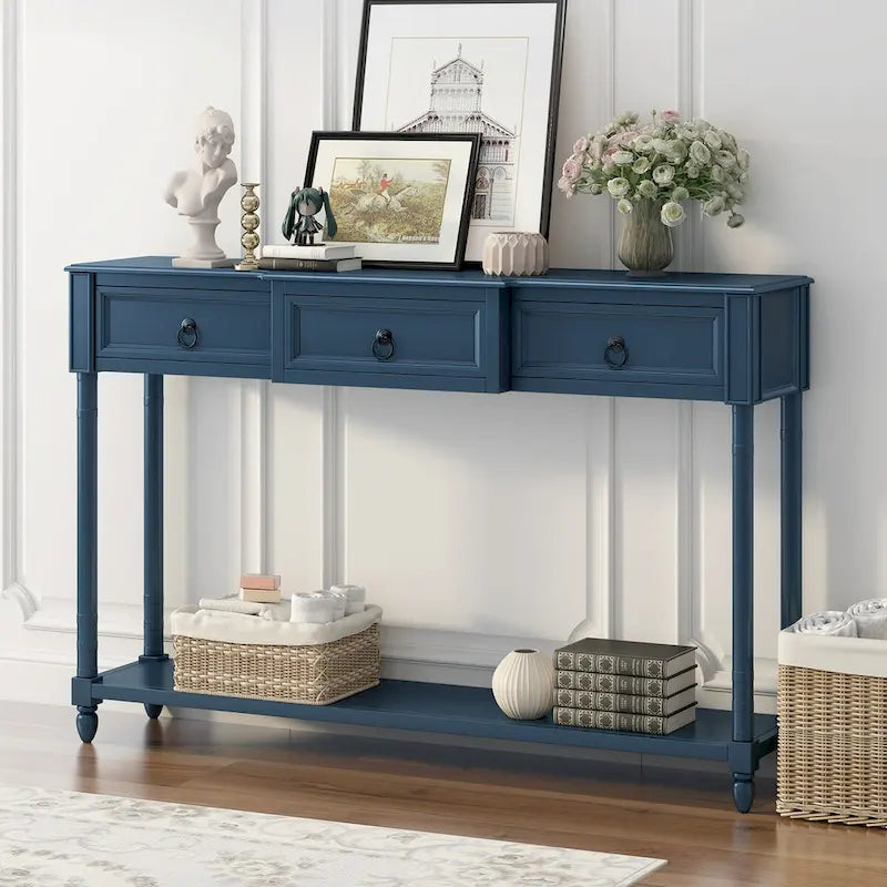 Entryway Console Table with Drawers and Extended Shelf 4