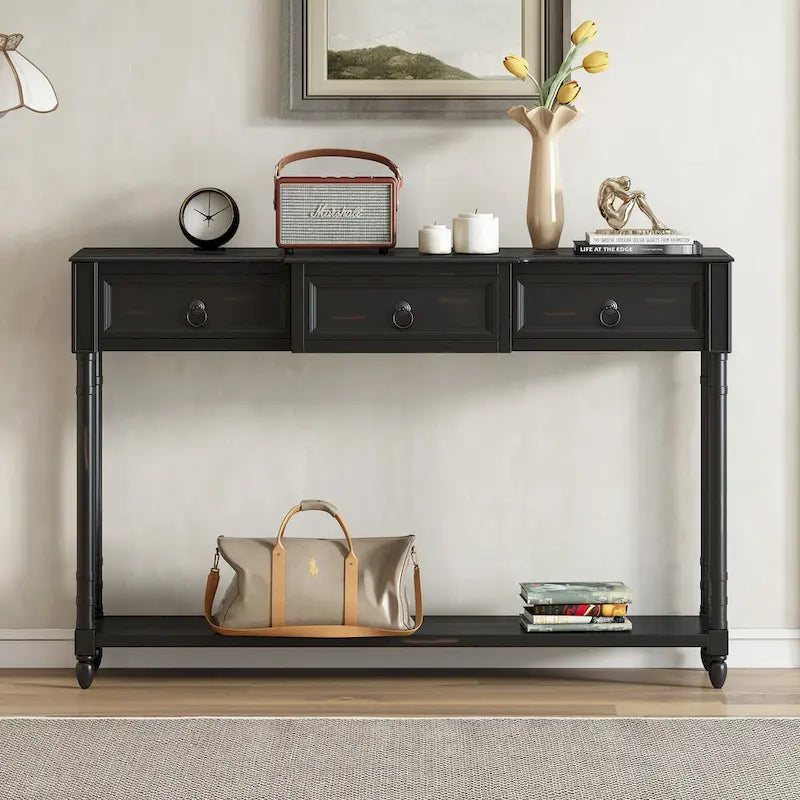 Entryway Console Table with Drawers and Extended Shelf 5