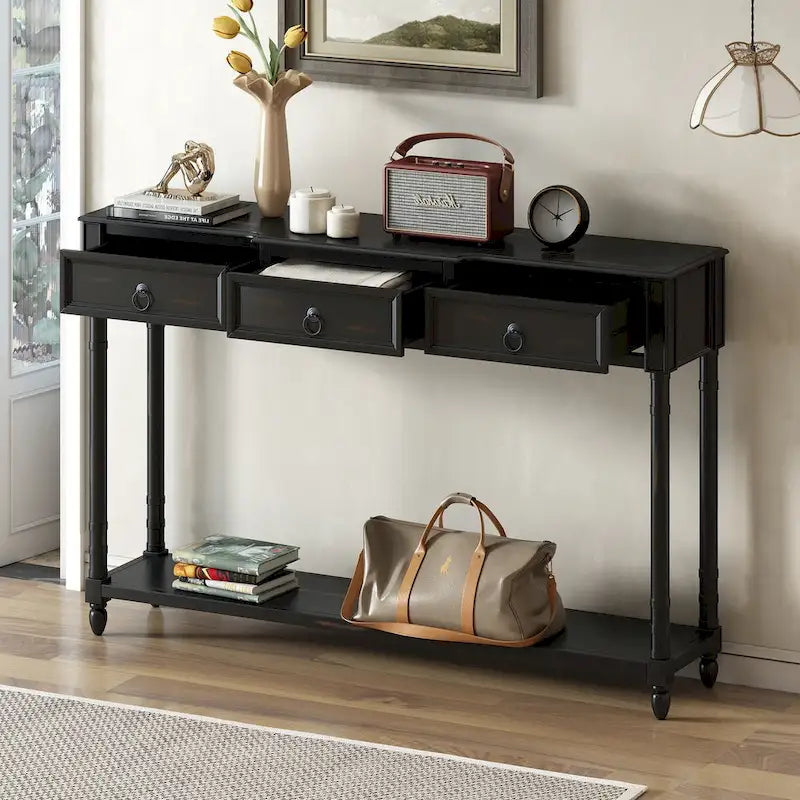 Entryway Console Table with Drawers and Extended Shelf 6